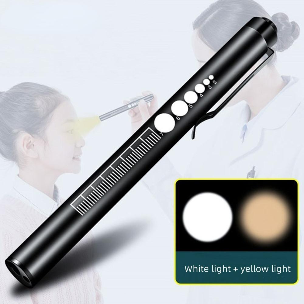 LED Penlight With Scale USB Rechargeable Work Camping Hiking Emergency Lighting