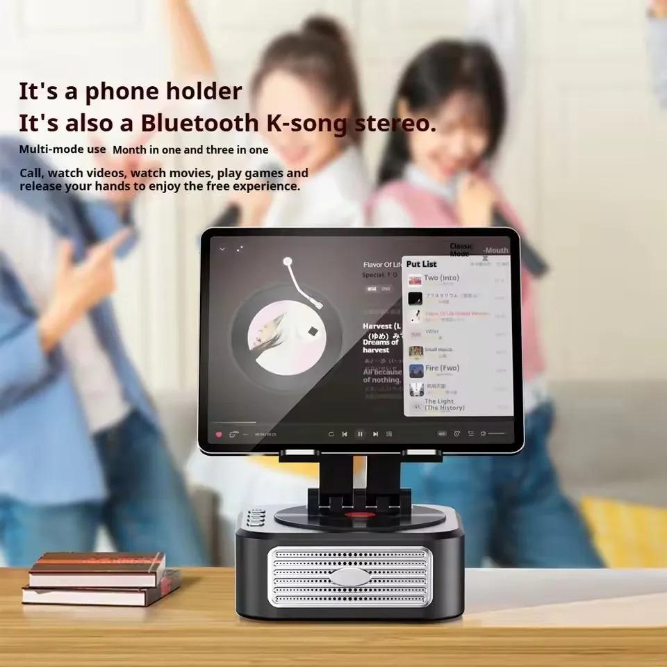3-in-1 Bluetooth 5.3 Wireless Stand Speaker For ipad Tablet Cell Phone Holder Stand Foldable Support Power Bank Charging For Video Meeting Live