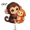 Acrylic Badge Clip for Nurses Retractable Holder, Cute Monkey Pattern Print 360 Degree Rotating Telescopic Reel Teachers Clip, Easy-pull Office Staff