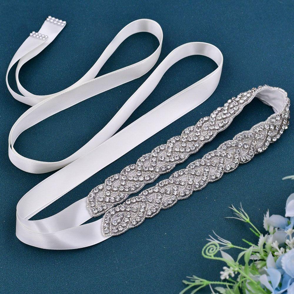 Light Luxury Rhinestone Waist Seal Zircon Wedding Lace-up Belt Fashion Crystal Dress Belt  Ornament