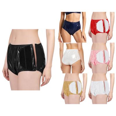 Women Vinyl Waterproof Swim Diaper Cover Reusable Incontinence Briefs Hook Loop Fastener Sides