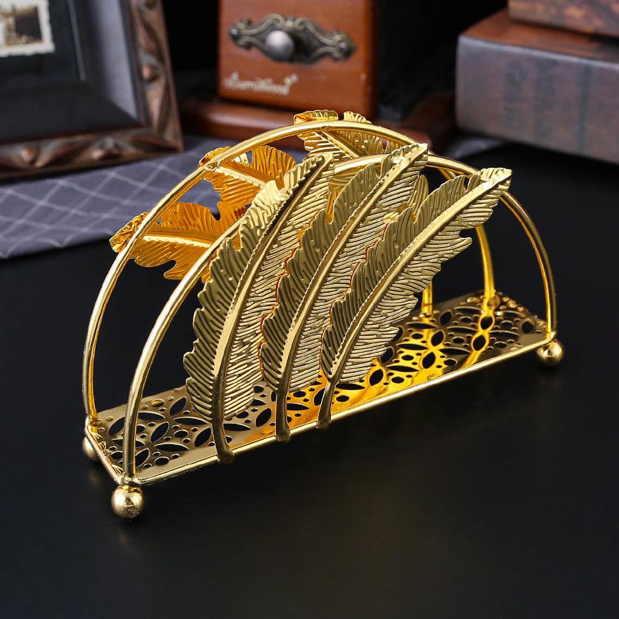 European feather tissue clip metal tissue holder vertical napkin holder hotel living room storage tissue decorative small ornament 15.8*4.2*9.5