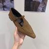 Retro pointed Mary Jane shoes women's 2025 autumn new versatile soft sole suede low heel pointed single shoes lazy shoes
