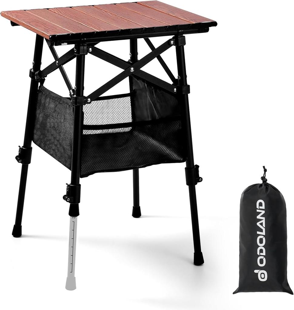 Odoland Camping Table Mini Foldable 60kg Load Waterproof Aluminum Easy Storage Bag Outdoor Table Height-Adjustable (1-2 Person) Table, Capacity,