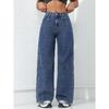 Jeans Donna Vintage Pantaloni Gamba Larga Denim Vita Alta Lavati Distressed Basic Pantaloni Dritti Streetwear Lunghezza Pavimento