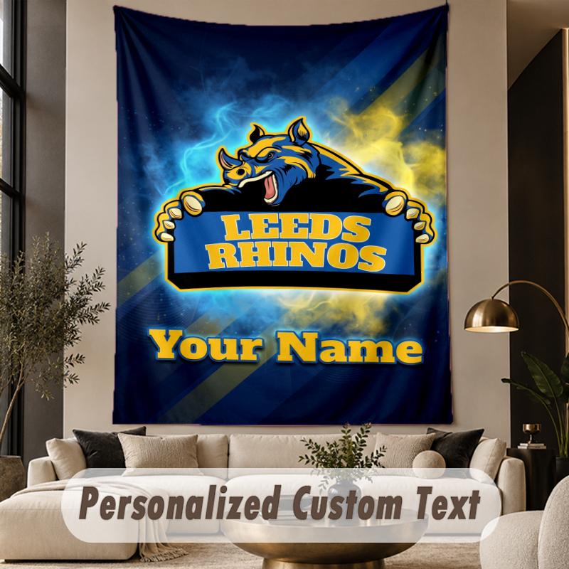 Custom Text Tapestry Leeds Rhinos Print Wall Tapestry Indoor Living Room Wall Decor