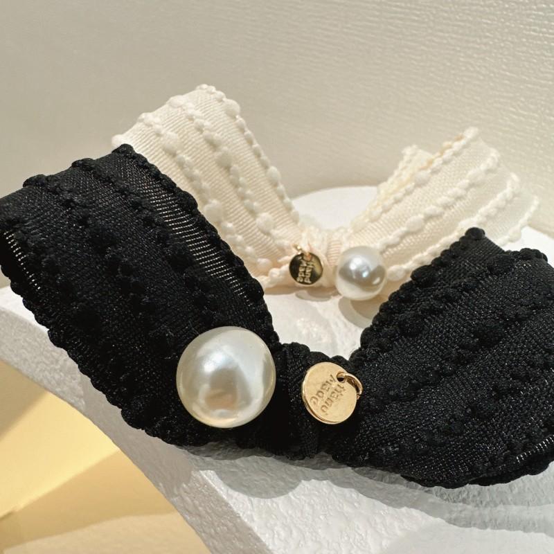 Pearl Bow Hair Clip Set French Style Twist Headband with Teeth Non Slip Hair Band for Women Daily Wear