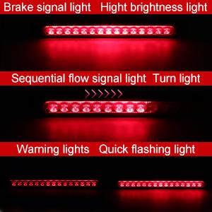 1PCS 15 LED Universal Trailer Light Bar 12-24V Brake Light with Sequential Flow Signal Turn Signal Lights for Truck Pickup Boat