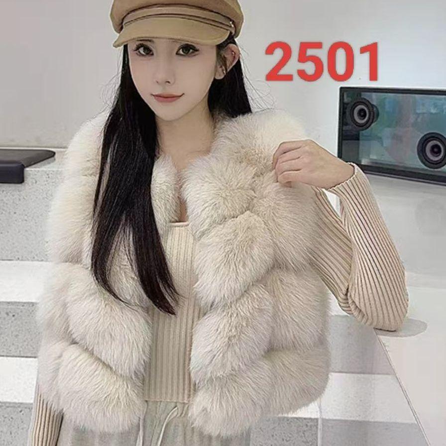 Autumn and winter new whole fur fox fur coat women's vest vest temperament versatile and thin short fur collar