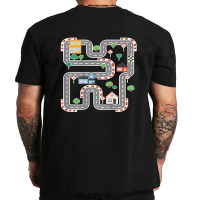 Kids Play Cars And Train On Dad's Back T Shirt Retro Games Father Gift Graphic Tee Tops EU Size 100% Cotton Unisex Soft T-shirt