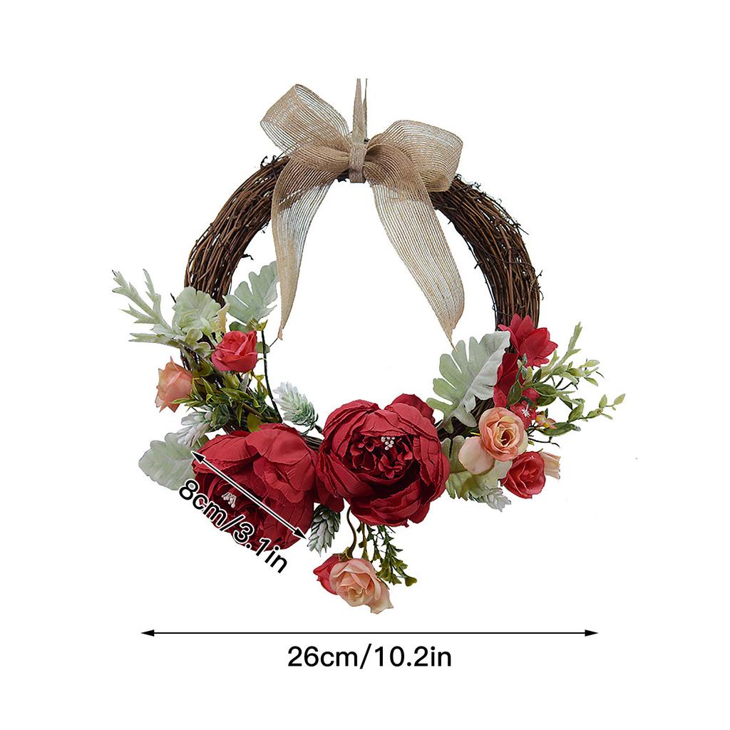 Couronne de Pivoines Artificielles Belle Élégante Réaliste Couronne de Fleurs Décorative pour Porte d'Entrée Cheminée