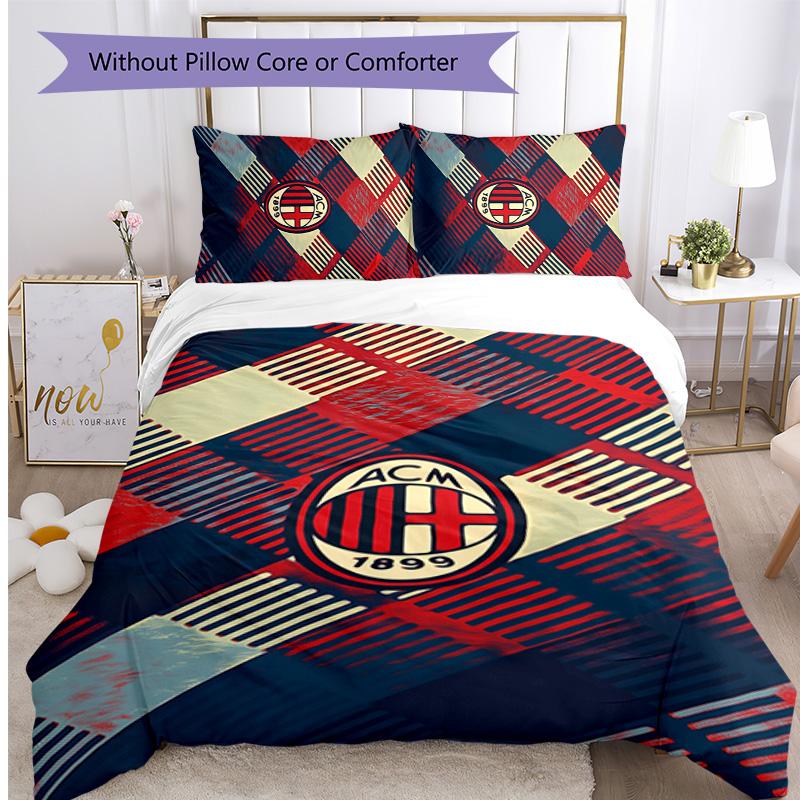 Set Lenzuola Stampa AC Milan 3 Pezzi Morbido Delicato sulla Pelle Lavabile Copripiumino e Federe Set Stagione Unica Camera da Letto