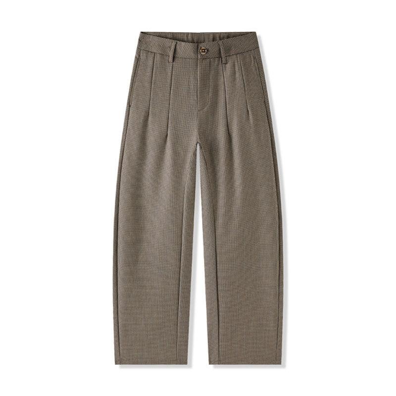 Qiandongge Anzughose Herren Herbst und Winter Old Money Stil Retro Weitbeinige Hose Trendige Marke Falten Bodenlang Lässige Hose
