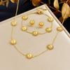 Stylish Gold-Plated Stainless Steel Sun Pendant Chain Jewelry Set