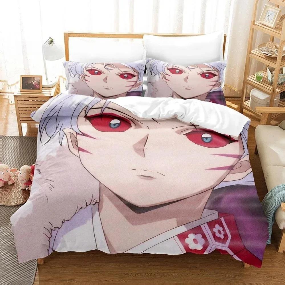New Fashion Inuyasha Bedding Set Single Twin Full Queen King Size Bed Set Adult Kid Bedroom 3D Anime Bed Sheets and Pillowcases