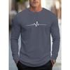 Fashionable men's autumn new striped print comfortable soft long sleeved T-shirt outdoor street style top