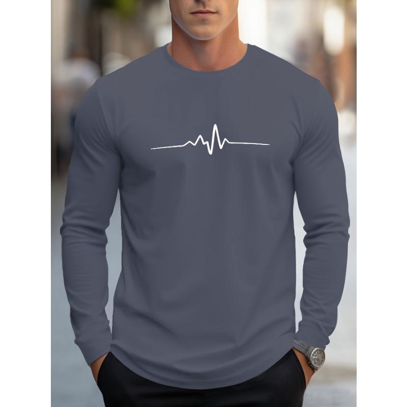 Fashionable men's autumn new striped print comfortable soft long sleeved T-shirt outdoor street style top