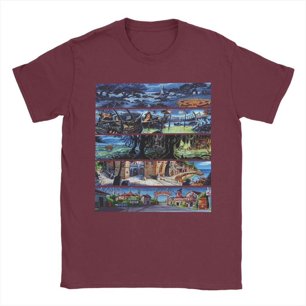 Monkey Island 2 Scenery Collage Fashion T Shirts for Men Women Pure Cotton Tee Shirt Clothing
