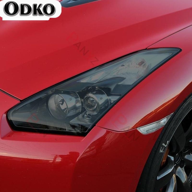 For Nissan GTR R35 Nismo 2009- 2 Pcs Car Headlight Protective Film Headlamp Vinyl Transparent Black TPU Protective
