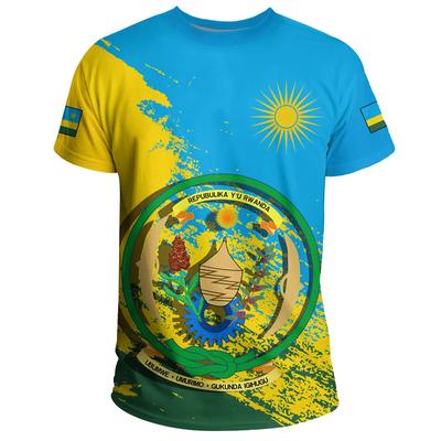 African Rwanda T-shirt For Men Kids Summer 3D Printed Coat Of Arms T Shirt Casual Tops Round Neck Tees Sports Short Sleeves