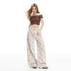 Spring Summer Small Horse Embroidery High Waist Slim Loose Wide Leg Trendy Denim Long Trousers Female Casual Pants Oversize Denim Trousers