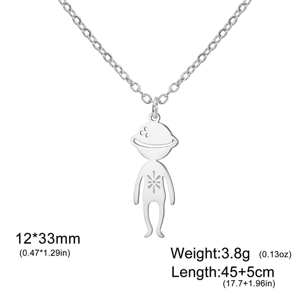  Spiral Moon Star Planet People Necklace for Children Fashion Fun Space Enthusiasts Pendant Necklaces Party Jewelry Gifts