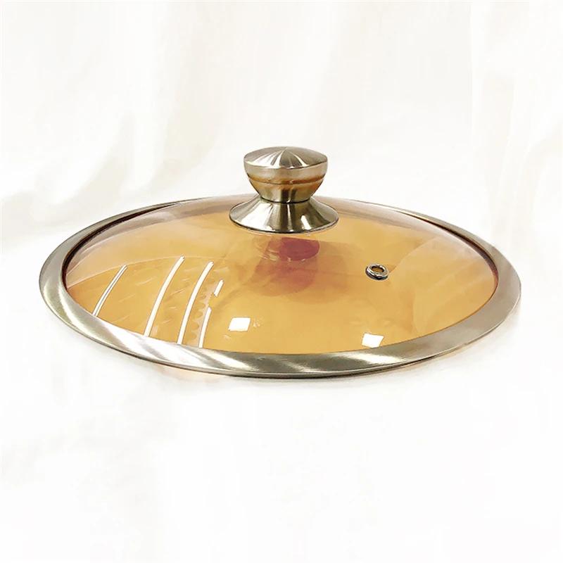 Edelstahl 16-32cm verdickter breiter Rand Perspektiven-Topfdeckel Glasdeckel für Haushalt Universal explosionsgeschützter Topfdeckel