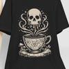 Death Brew Skull Coffee T-Shirt, Dark Cottagecore Witchy Tea Tee, Cozy Goth Aesthetic Gift, Spooky Mushroom Fungi Graphic