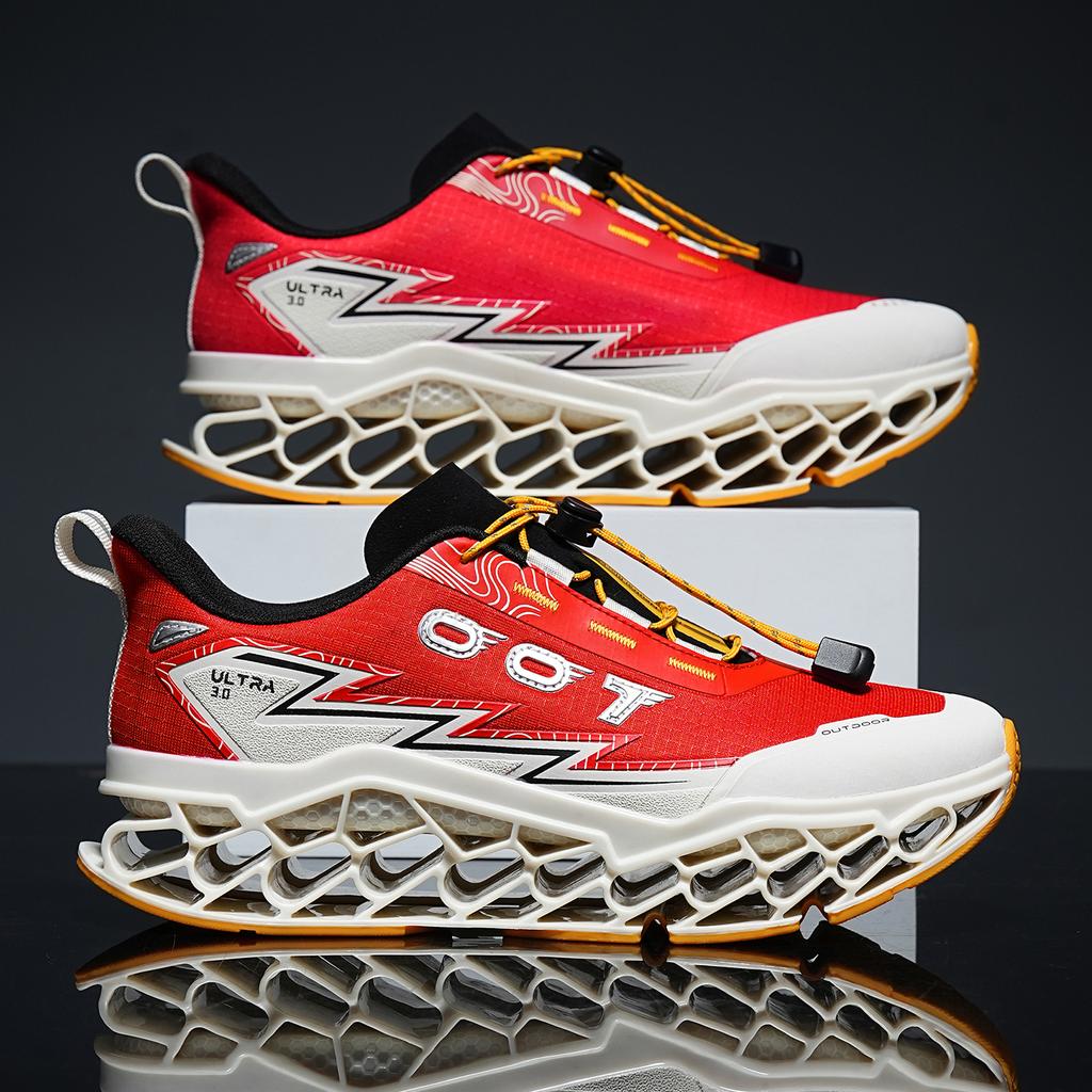 Men 3D Printed Outdoor Shoes Lightweight Breathable Trail Sneakers Futuristic Sport Walking Shoes for Hiking Travel Summer