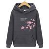 Men's and Women's Hoodie Fleece Fleece Autumn One Plum Blossom Printed Hooded Sweatshirt Street Wear Pullover