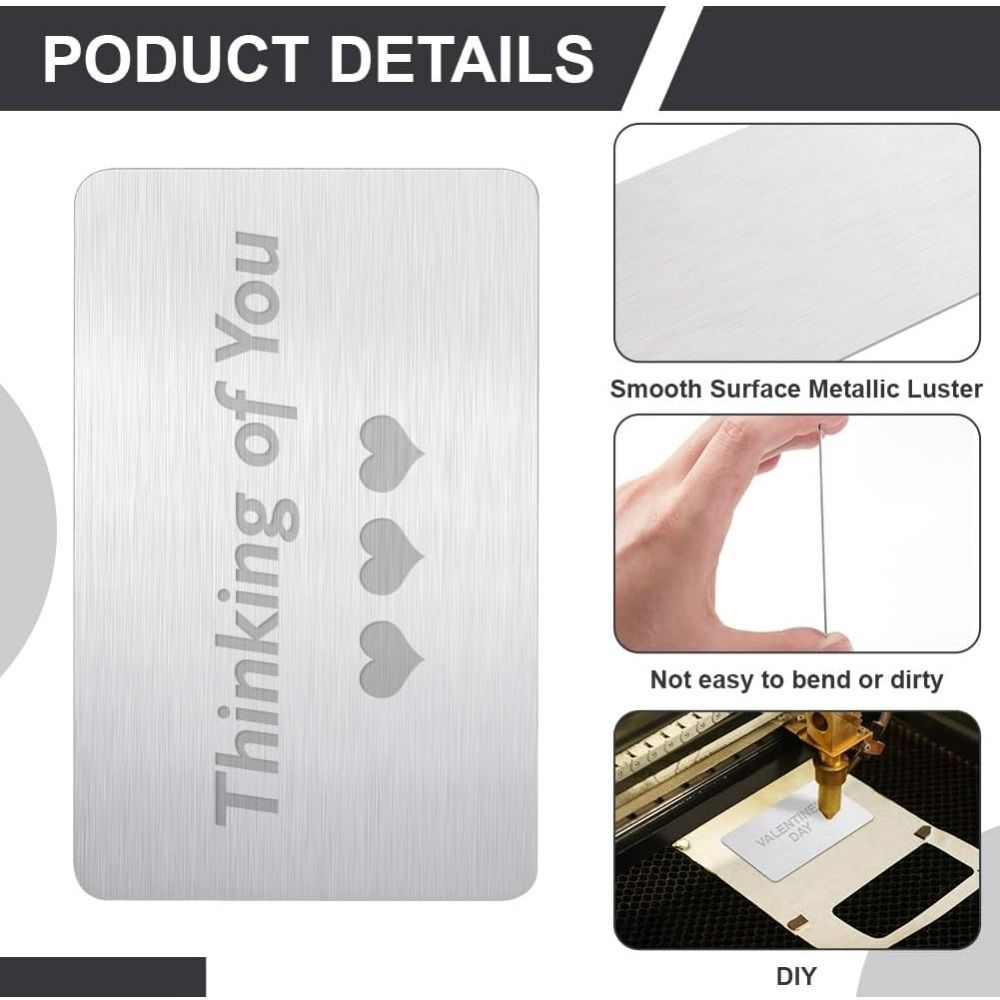 3Pcs Stainless Steel Business Card Blanks Metal Name Cards New Engraving Cards  Laser Engraving