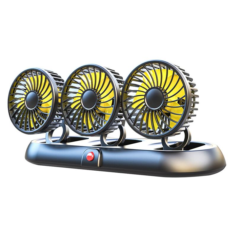 Portable 12V Car Fan Three Head Fan Auto Cooling Fan Big Wind Electric Folding Fan For Car For 12V Car