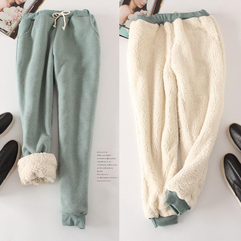 Women's Winter Fleece-Lined Thickened Slim-Fit Athletic Pants Casual Loose-Fit Harem-Style Long Pant