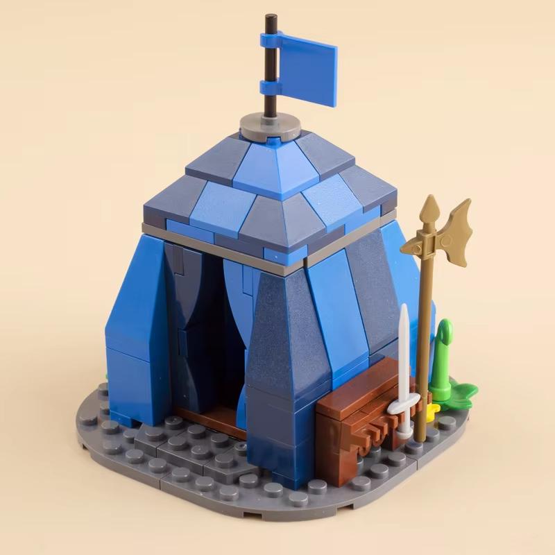 MOC Medieval Scene Building Blocks Military Camp Viking Warrior Soldiers Tent Outpost Pirate Ship Stable Castle Wall Bricks Toy