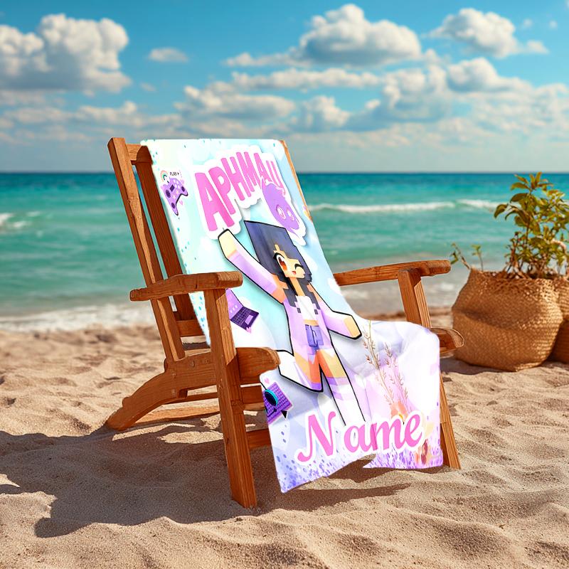 Asciugamano da spiaggia personalizzato con motivo Aphmau - morbido, assorbente, ad asciugatura rapida, perfetto per nuotare, campeggio e bagni