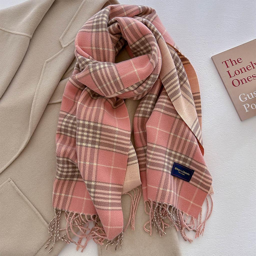 100 Color Autumn Winter Classic Plaid Scarf Women Cashmere Tassels Scarves Thickened Warm Shawl Windproof Pashmina Neckerchief