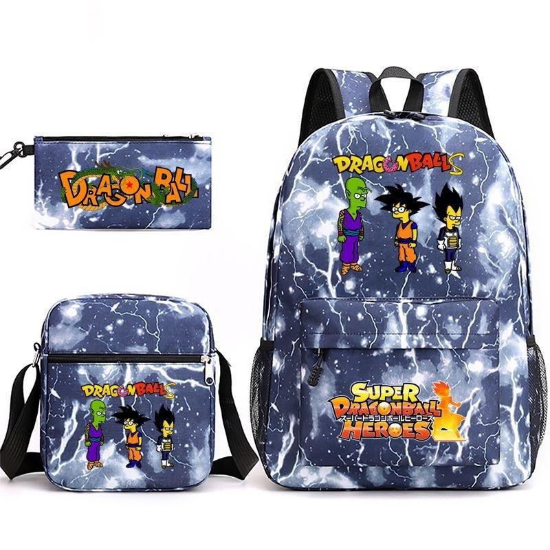 Dragon Ball Super Z Printed Backpack 3-Piece Set Casual Outdoor School Bag 3-Piece Set