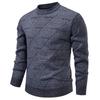 Men's Velvet-Lined Knit Sweater - Warm Autumn/Winter Round Neck for Middle-Aged Dads