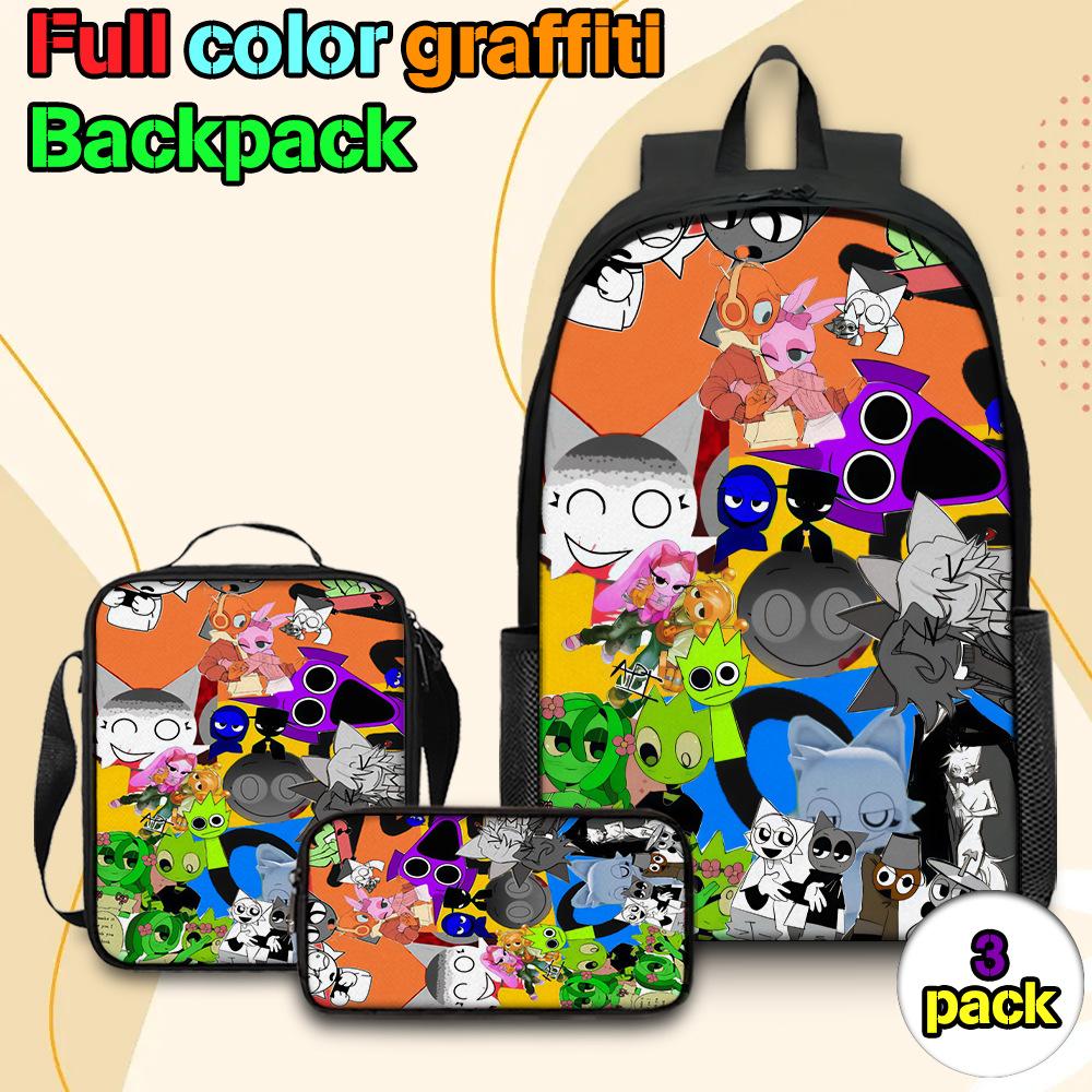 Sprunki Rhythm Box Backpack Primary School Third and Fourth Grades Lightweight Student School Bag L