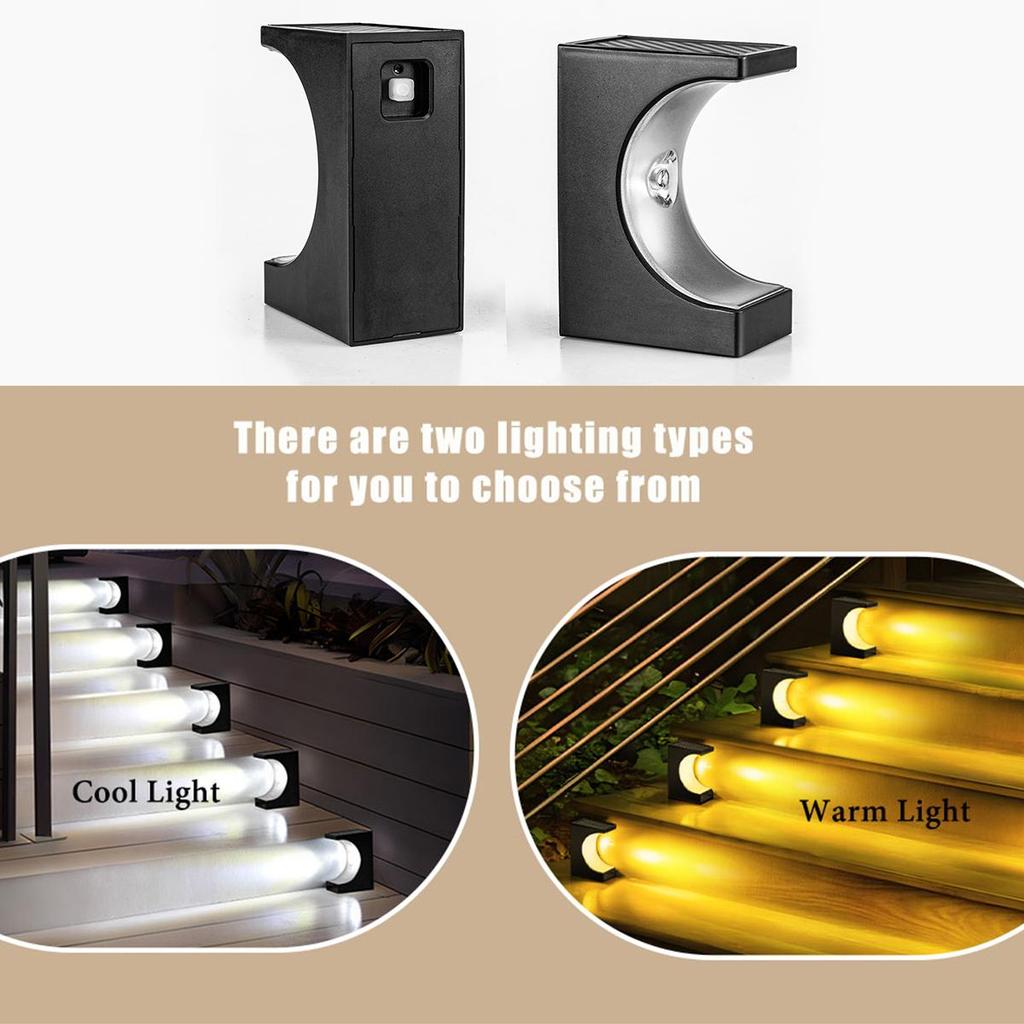 Solar Led Stair Light Outdoor Lamps Lights Powered Step Decorative Weather Resistance Decor Deck Lamp Porch Courtyards For Patio