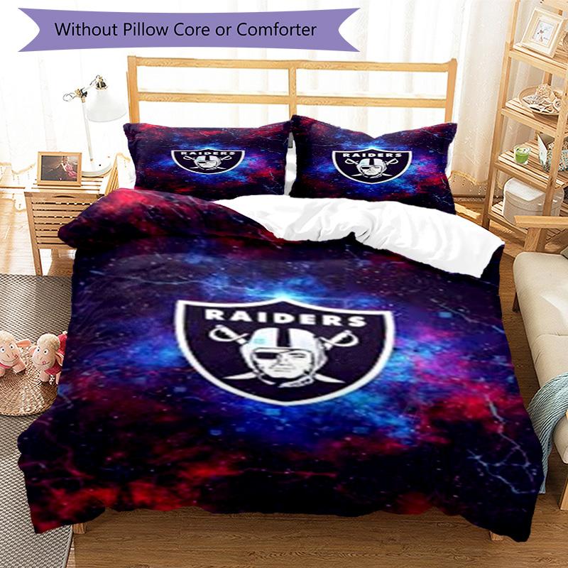 Raiders Football Legacy Printed Pattern Duvet Cover Set – includes 1 duvet cover and 2 matching pillowcases Bedroom decor Christmas gifts