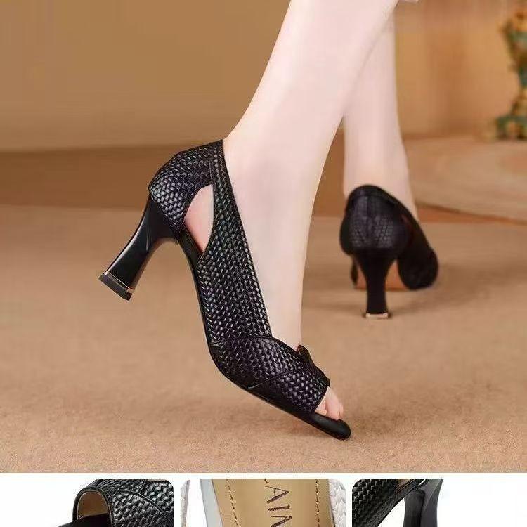 Fischmaul-Sandalen Damen Sommer Neu Dicke Hohe Absätze Großzügig Mode Tragen Coole Damenschuhe