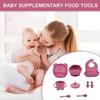 Silicone Baby Feeding Set Suction Bowl Plate Cup Fork Spoon Adjustable Bib Silicone Texture Suitable for Baby Toddlers Pink