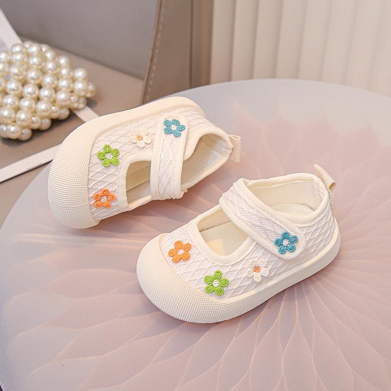 Toddler Girl Casual Canvas Shoes with Cute Flowers - Spring/Autumn 2026