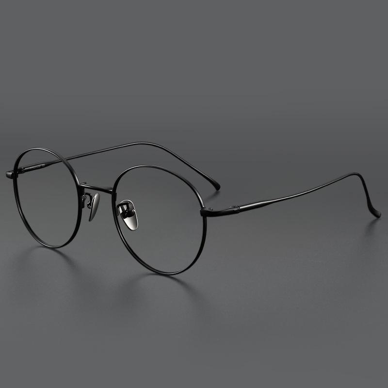 

Japanese Brand Design Replica Vintage Round Pure Titanium Glasses Frame Small Size Ultra Light Classic Men Women Eyeglasses 1644 чорний