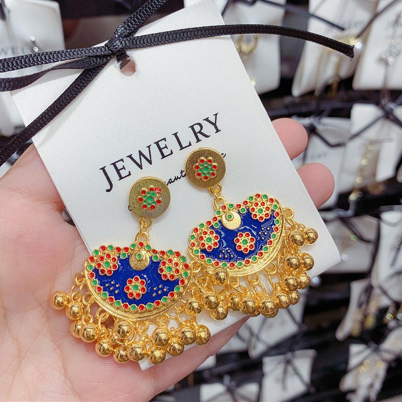 Silver Needle Retro Bohemian Tassel Oil Dropping Earrings, Light Luxury Temperament Earrings 925 silver needle