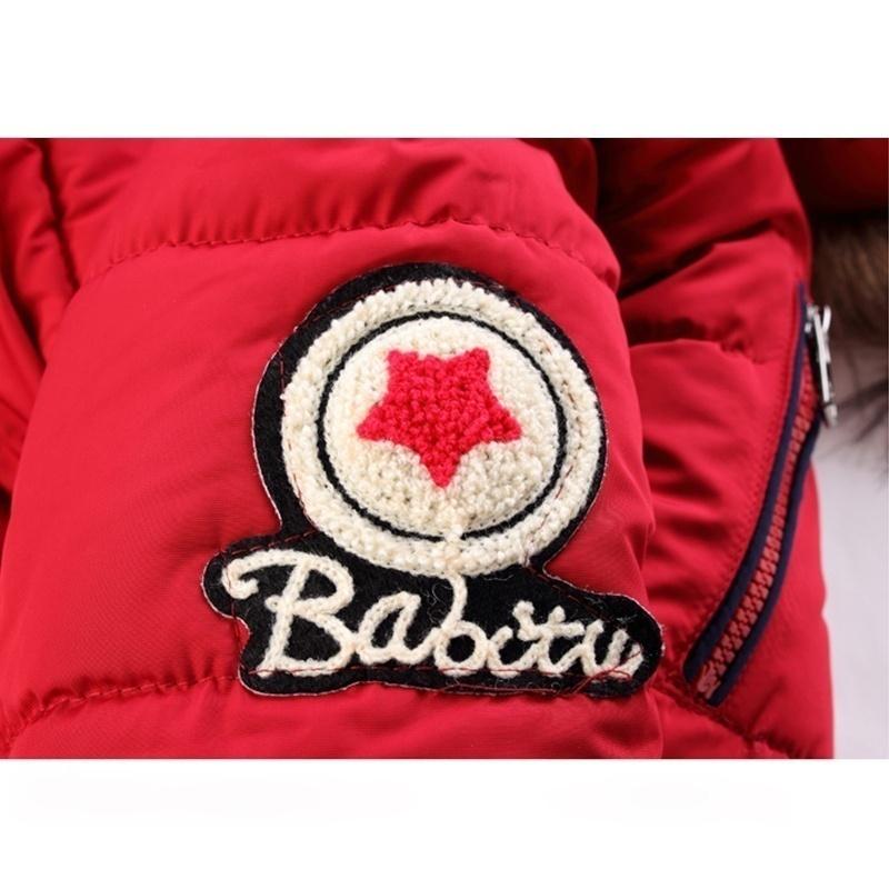 Boy Child Coats Kids Down Jacket Winter Warm Fur Collar Hooded Coat Thicken Padded Cotton Clothes