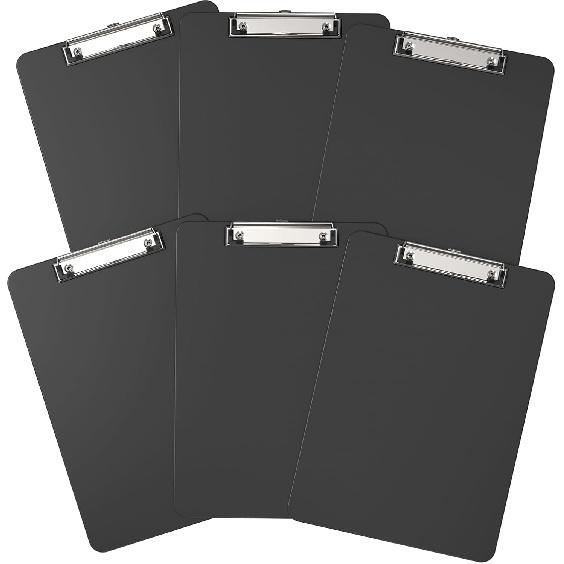 Plastic Clipboards, A4 Black Clip Board 8.5x11 for Classroom, Students, Kid, Woman, Size 9" x 12.5" with Low Profile Clip, Office & School Supply