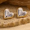 MamacitaSlay Unique Stainless Steel Mixed Color Heart Stud Earrings Party Waterproof Jewelry Women's Charm Gift High Quality