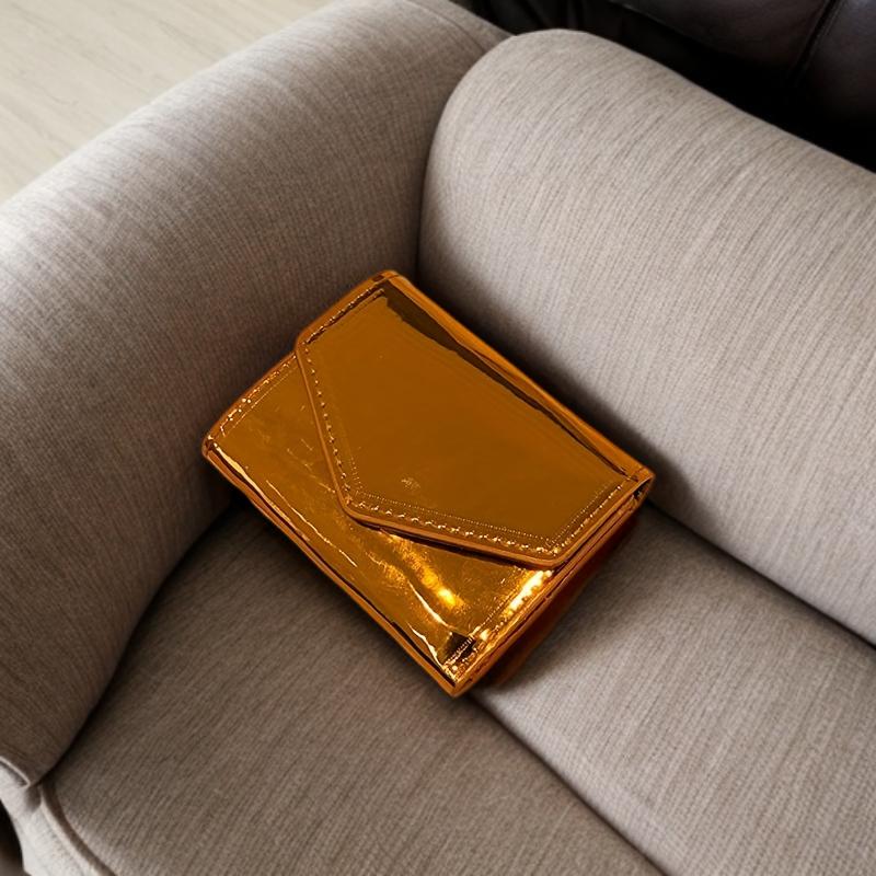 1 Pc Bright Patent Leather Casual Clutch - A Versatile Change Bag and Retro - Style Small Wallet